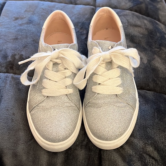 Kate Spade silver glitter sneakers 8B - Picture 2 of 4